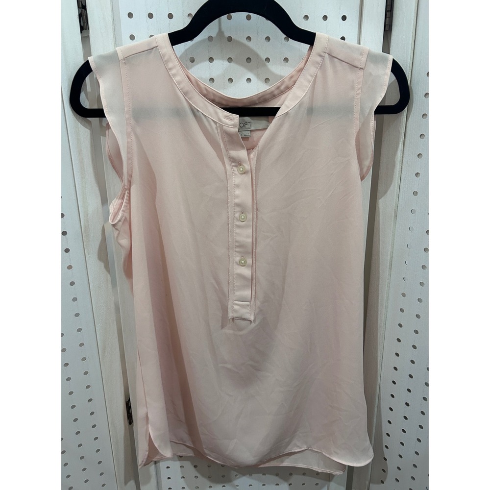 LOFT Womens Pink Sleeveless Button Front Blouse Top Size Small